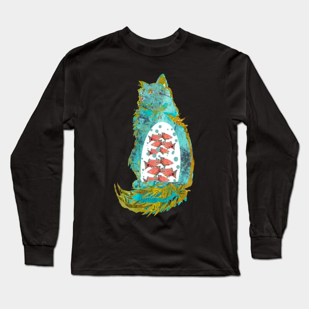 Fish in the Belly of a Blue Cat Long Sleeve T-Shirt by Gina's Pet Store